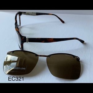 Glass frames with easy clip polarized shades